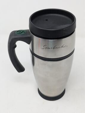Genuine Vintage 2001 Starbucks Stainless Steel Mug Tumbler Cup, W Handle 16oz
